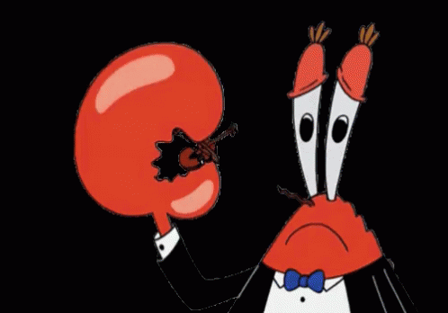Mr Krabs from SpongeBob cartoon playing world's smallest violin